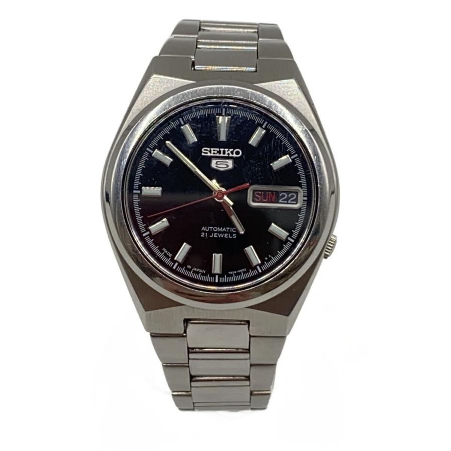 SEIKO◇自動巻腕時計/アナログ/ステンレス/BLK/SLV/7S26-02S0