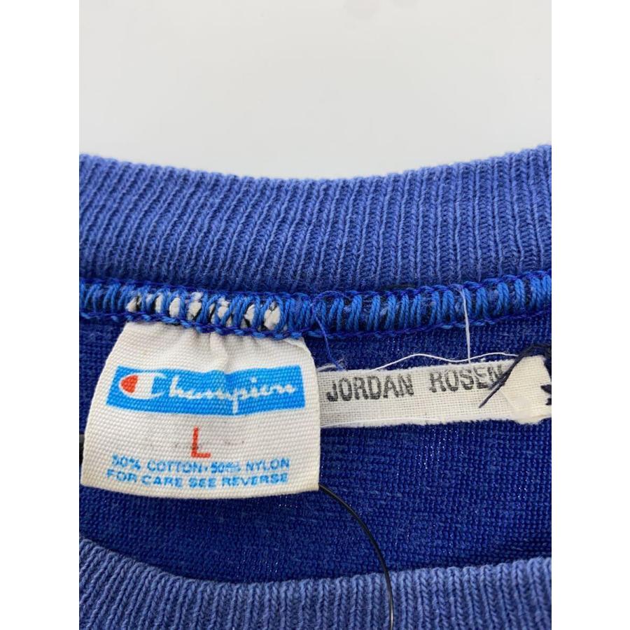 Champion◆70s/バータグ後期/フットボールT/三段プリント/7分袖カットソー/L/コットン/BLU｜ssol-shopping｜03