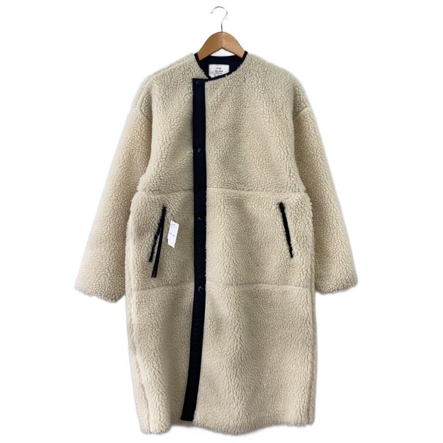 HYKE◇24aw/ボアロングコート/M/ポリエステル/WHT/242-17489 