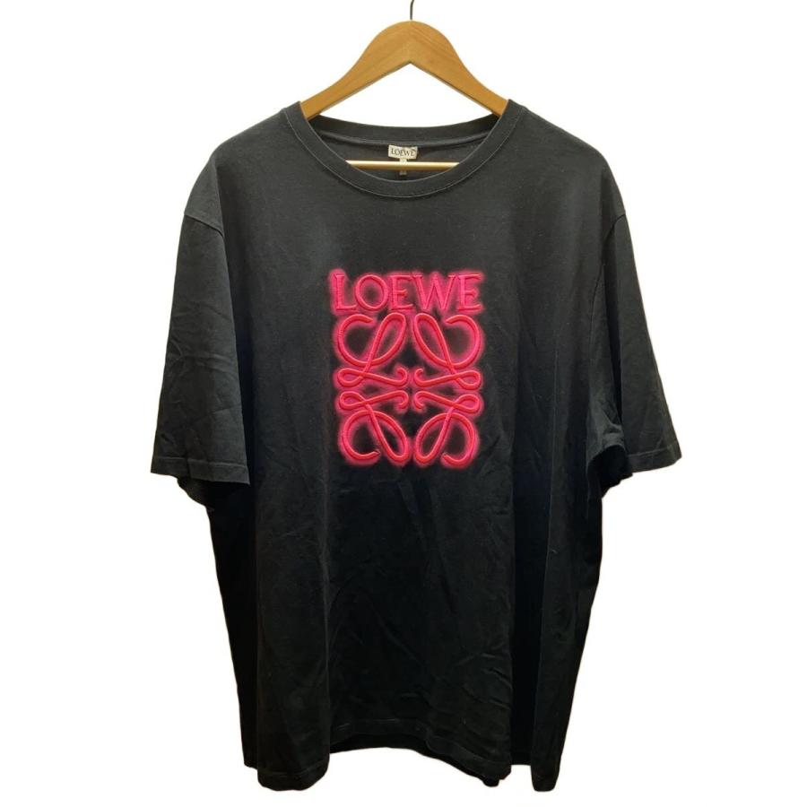LOEWE◇Tシャツ/XXL/コットン/BLK/ネオンアナグラム刺繍/H526Y22X12 