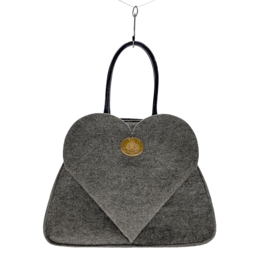 Vivienne Westwood◇トートバッグ/ハートフェルト/オーブボタン/GRY 
