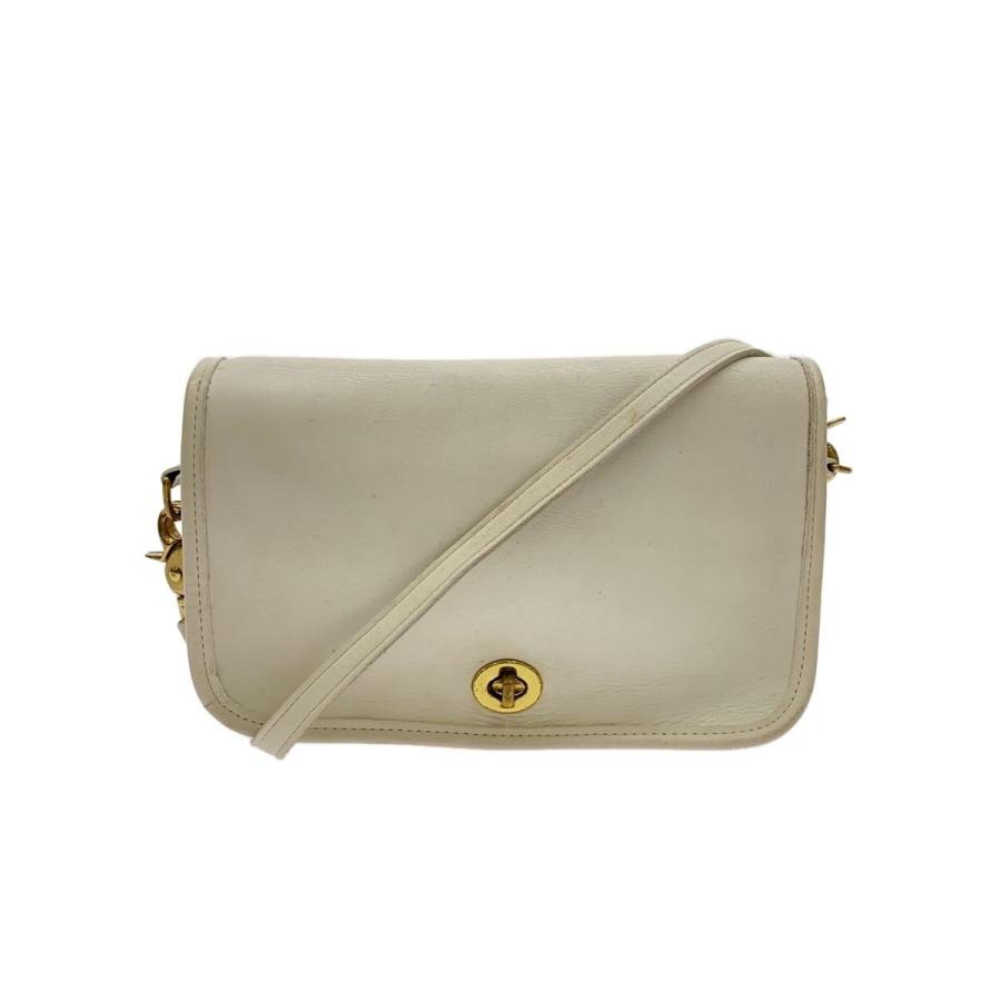 COACH◇オールドコーチ/ショルダーバッグ/レザー/WHT/無地/B6D 9755
