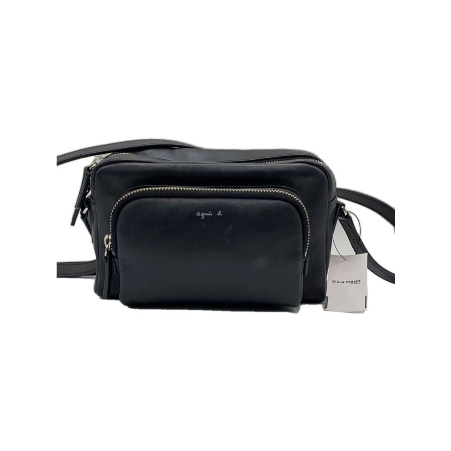 【美品】agnes b. NS14E-01 angeleショルダーバッグ agnes b.◇angele/ショルダーバッグ/牛革/BLK/無地/NS14E-01
