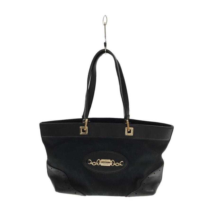 GUCCI◇GGキャンバス/トートバッグ/コットン/BLK/145993・213317 