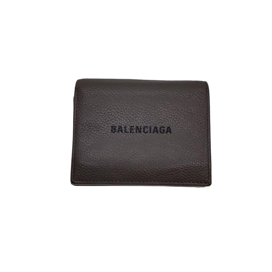 BALENCIAGA◇2つ折り財布/レザー/GRY/無地/レディース/655685