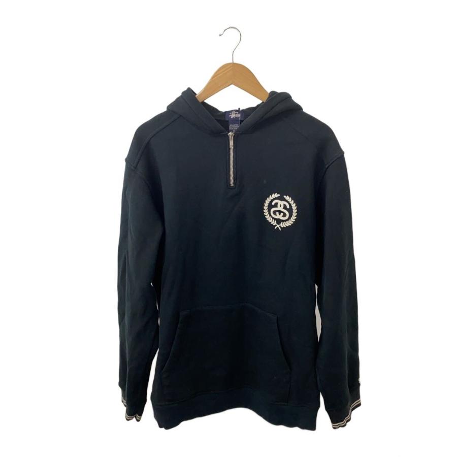 STUSSY◇old stussy/90s〜00s/紺タグ/ハーフジップ/パーカー/XL