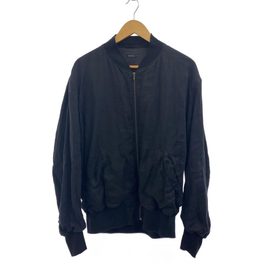 COMOLI◇24SS/リネンWクロスジップブルゾン/2/リネン/BLK/Z01-01019
