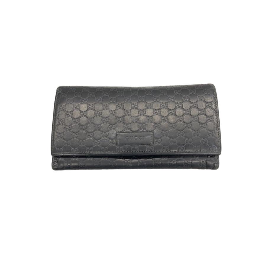 GUCCI 長財布 マイクログッチシマ レザー ブラック GUCCI◇長財布_マイクログッチシマ/レザー/BLK/メンズ : セカンド