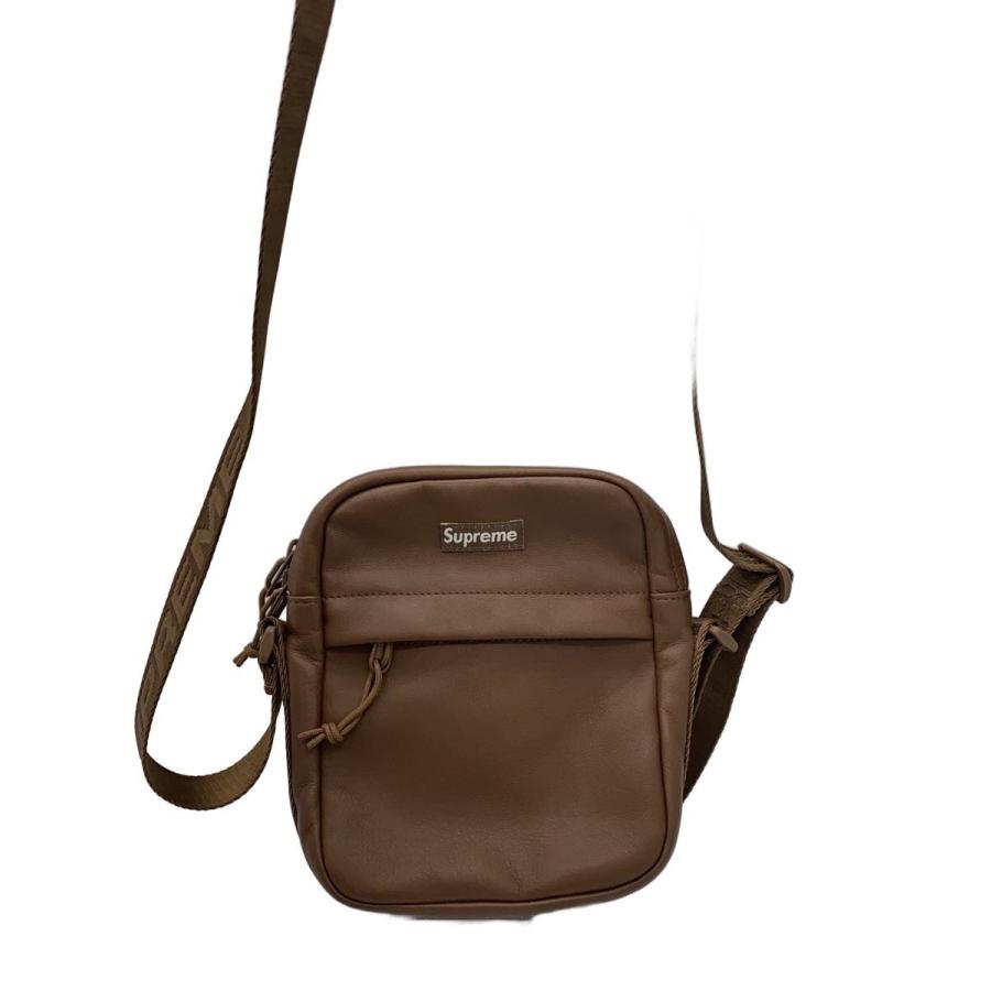 Supreme◇ショルダーバッグ/レザー/BRW/24FW/Leather Shoulder Bag