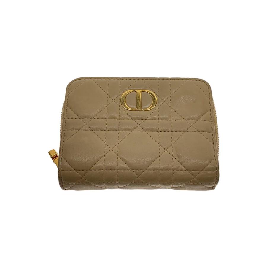 Christian Dior◇2つ折り財布/羊革/BEG/無地/レディース/43-MA-0231