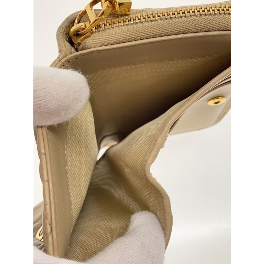 Christian Dior◇2つ折り財布/羊革/BEG/無地/レディース/43-MA-0231