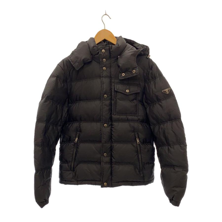 PRADA◇ダウンジャケット/所々汚れ/腕部分小さい穴有/48//BLK/SGH573