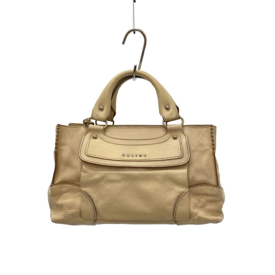 CELINE◇ハンドバッグ/レザー/WHT/カーフレザー/ブギーバッグ