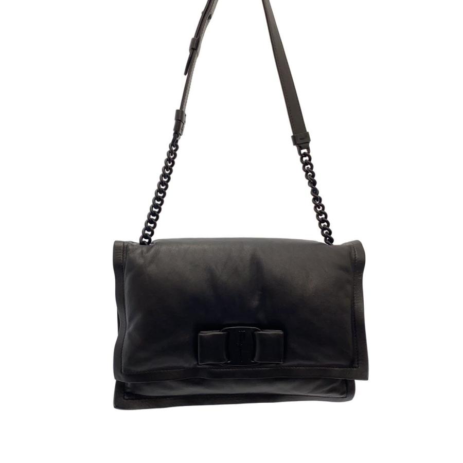 Salvatore Ferragamo フェラガモ VIVA BOW 値交渉可 Salvatore Ferragamo◇VIVA BOW/ビバ/ショルダーバッグ/レザー