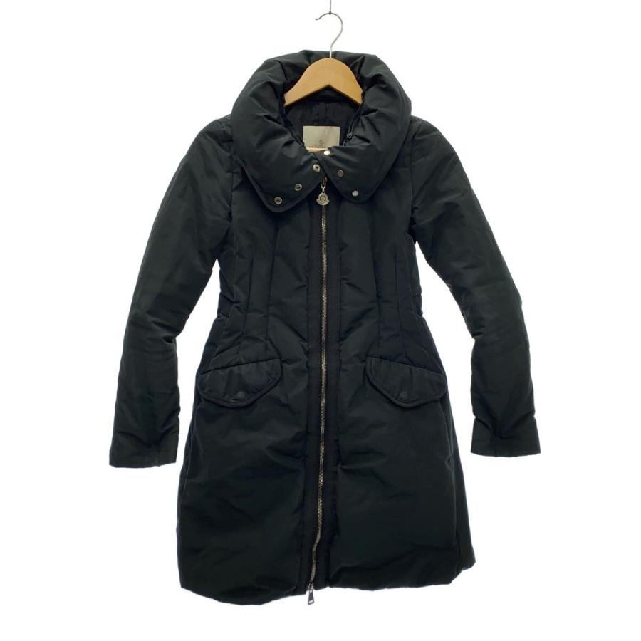 MONCLER◇SAISSAC/ロングダウンジャケット/0/ポリエステル/BLK/無地
