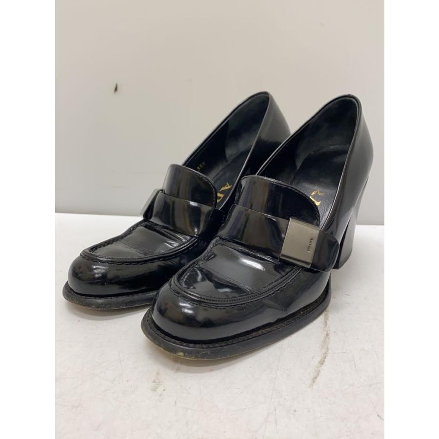 PRADA◇ハイヒールローファー/ローファー/35.5/BLK/レザー/0530 