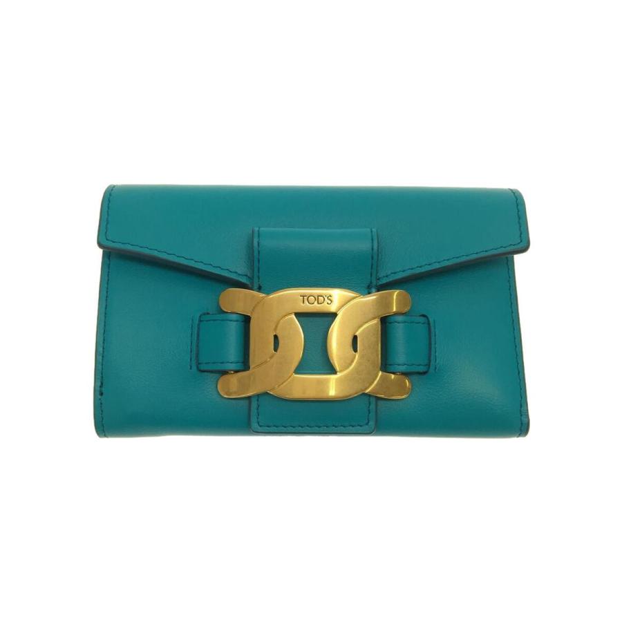 Tod’s二つ折り財布 ブルー　本革 TOD'S◇2つ折り財布/レザー/BLU/レディース : セカンドストリートYahoo