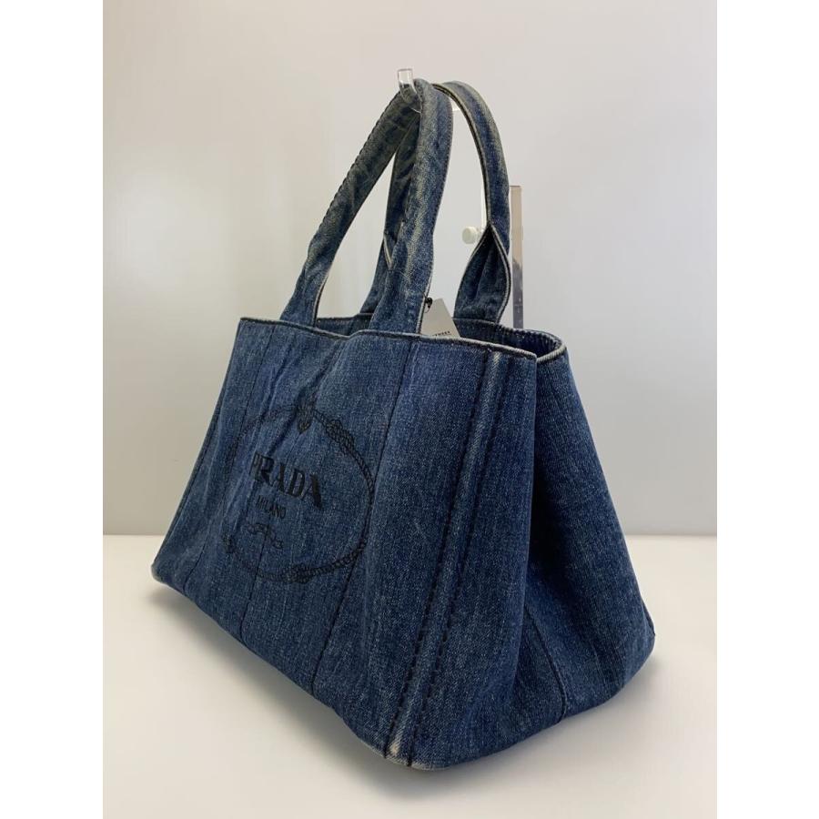 PRADA◇カナパM/トートバッグ/デニム/IDG/プリント : セカンド