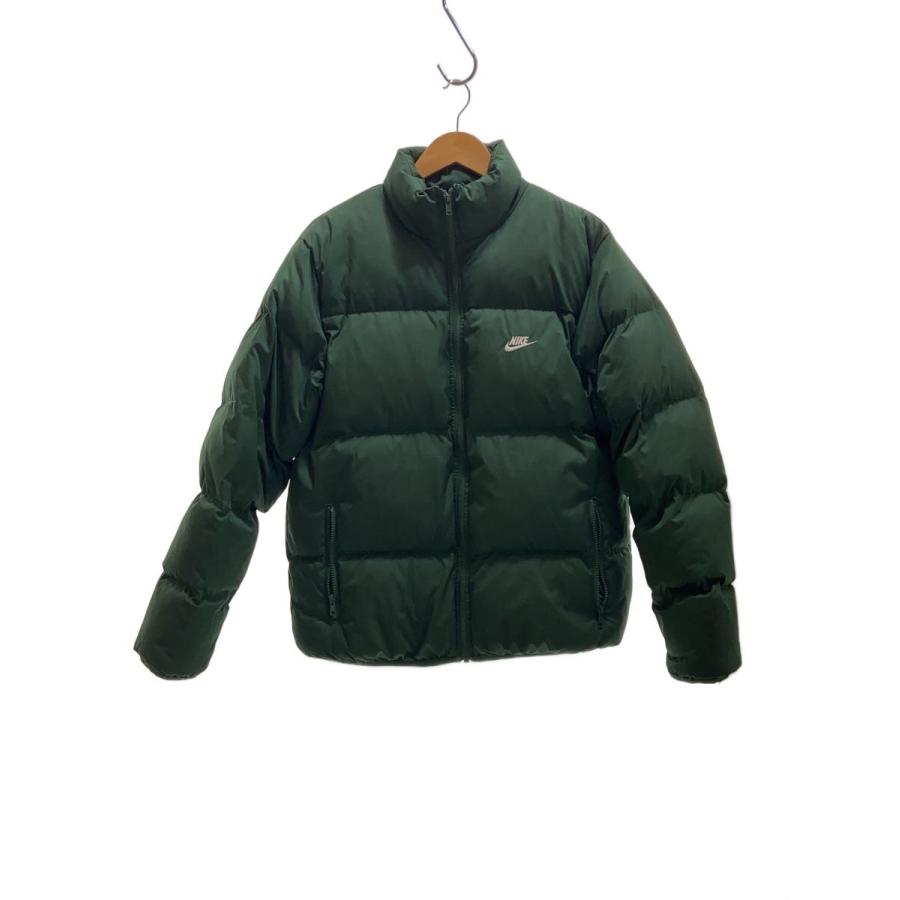 NIKE◇ダウンジャケット/--/ポリエステル/GRN/無地/FB7369-323/汚れ有
