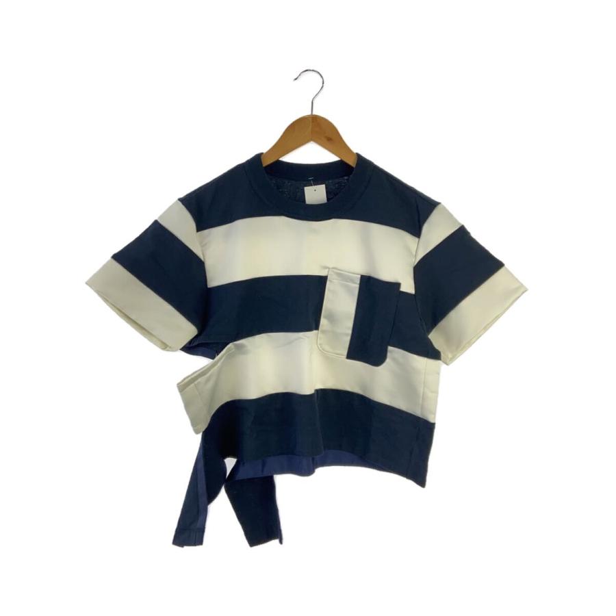 サカイ sacai (1) 異素材ドッキングカットソー ロンT ボーダー