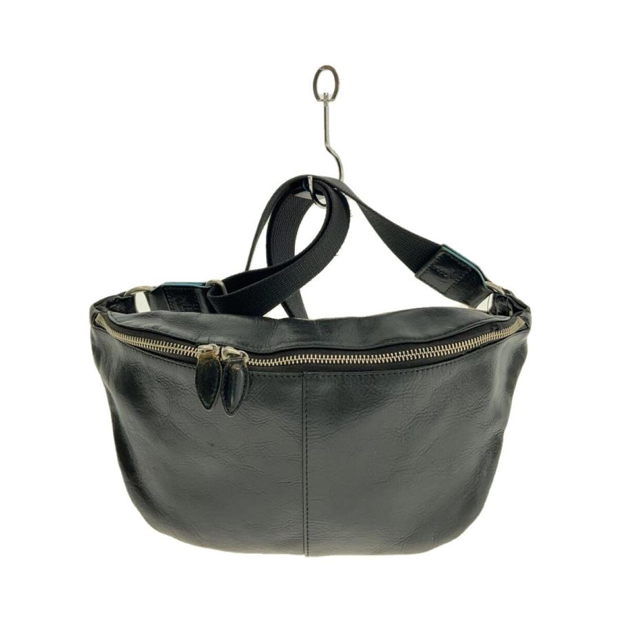 ganzo ボディバッグ GANZO◇ウエストバッグ/レザー/BLK/無地/fico/※内部使用感