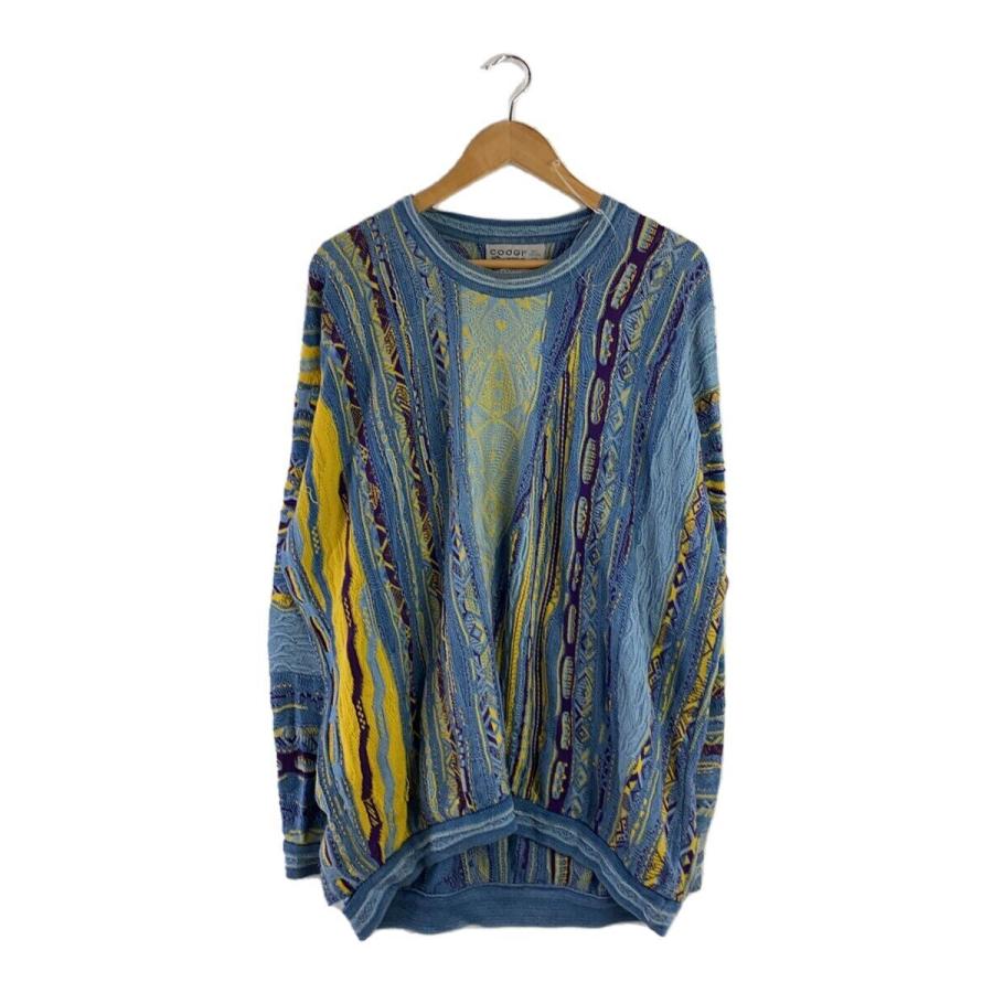 COOGI◇ニット・セーター(厚手)/L/コットン/BLU/総柄 : セカンド COOGI◇ニット・セーター(厚手)/L/コットン/BLU/総柄 : セカンド