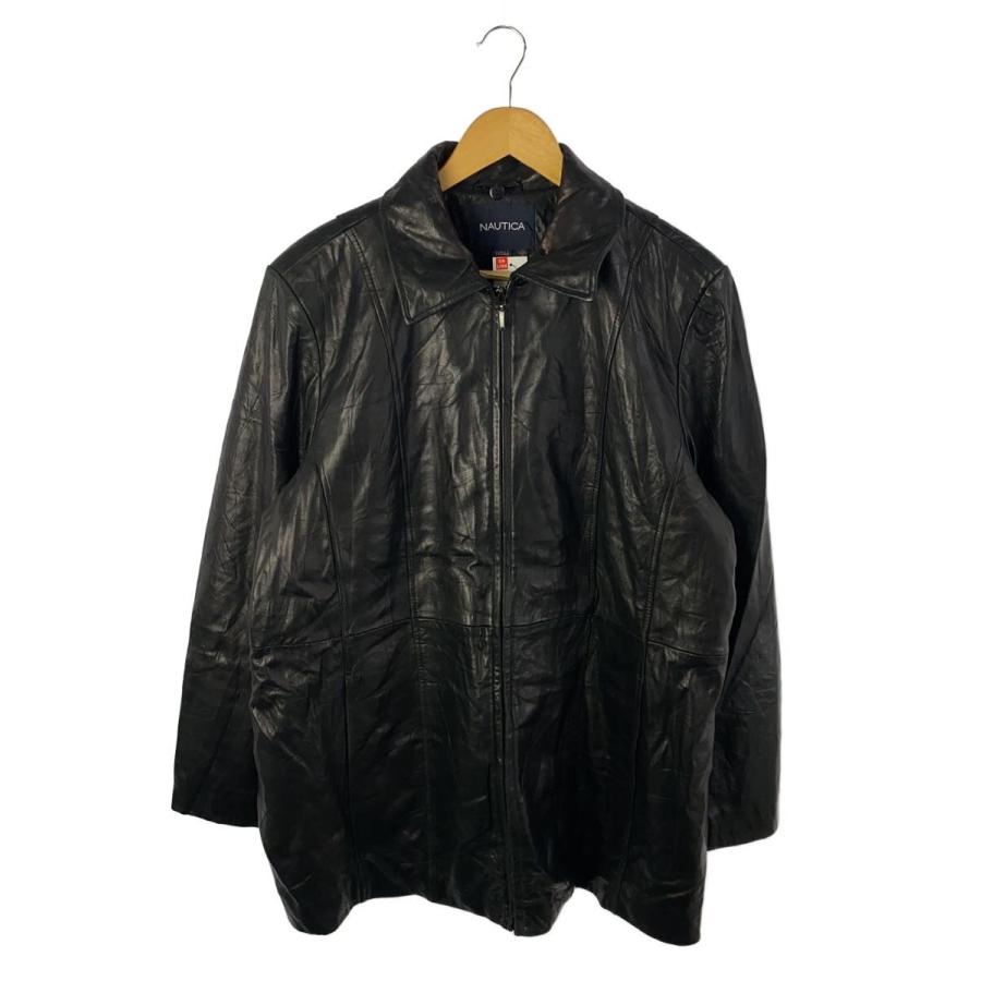 NAUTICA◇レザージャケット・ブルゾン/XL/レザー/BLK : セカンド