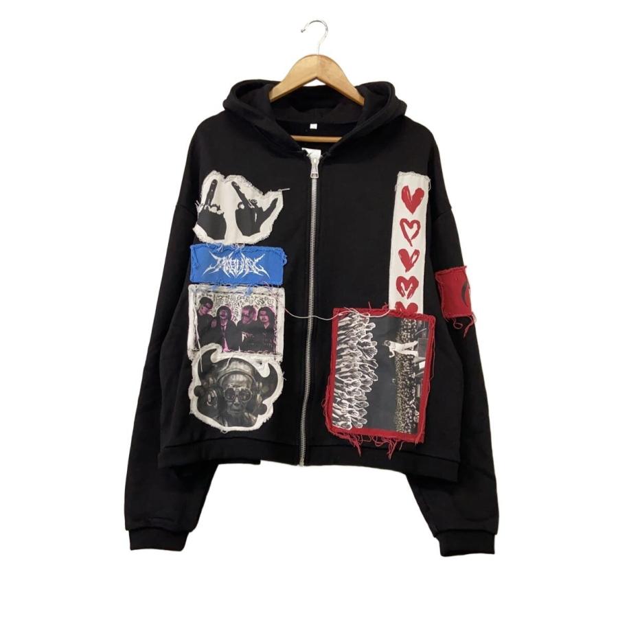 Paleduskパッチワークフーディ ジップパーカー　サイズ2 PALEDUSK/PATCHWORK HOODIE/ジップパーカー/2/コットン/BLK