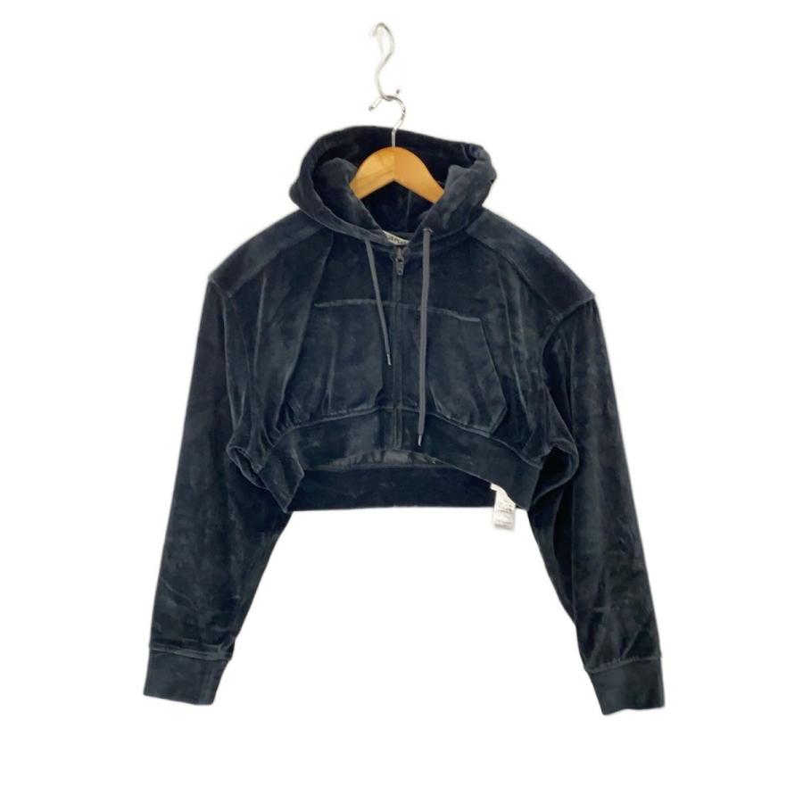 Alexander Wang◇ショート丈/ジップパーカー/S/コットン/BLK