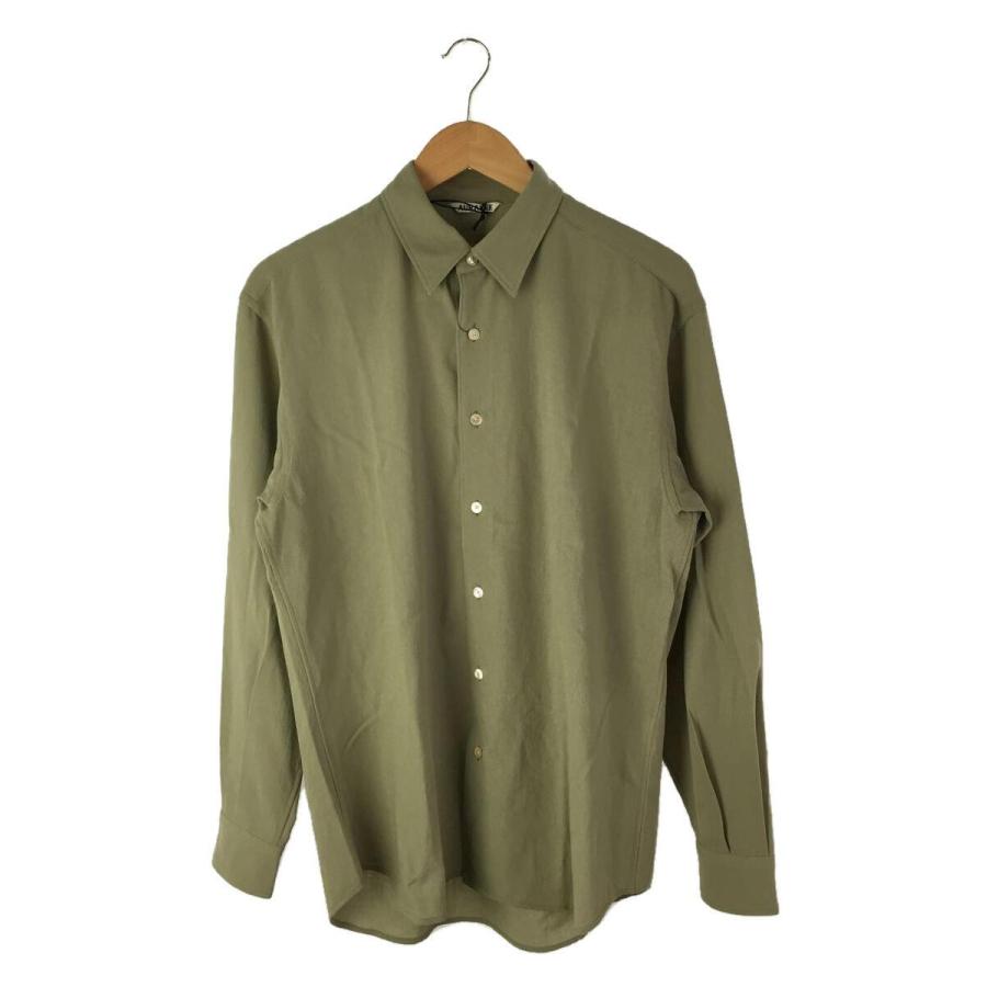 AURALEE◇23SS/HARD TWIST WOOL VIYELLA SHIRT/長袖シャツ/3/ウール