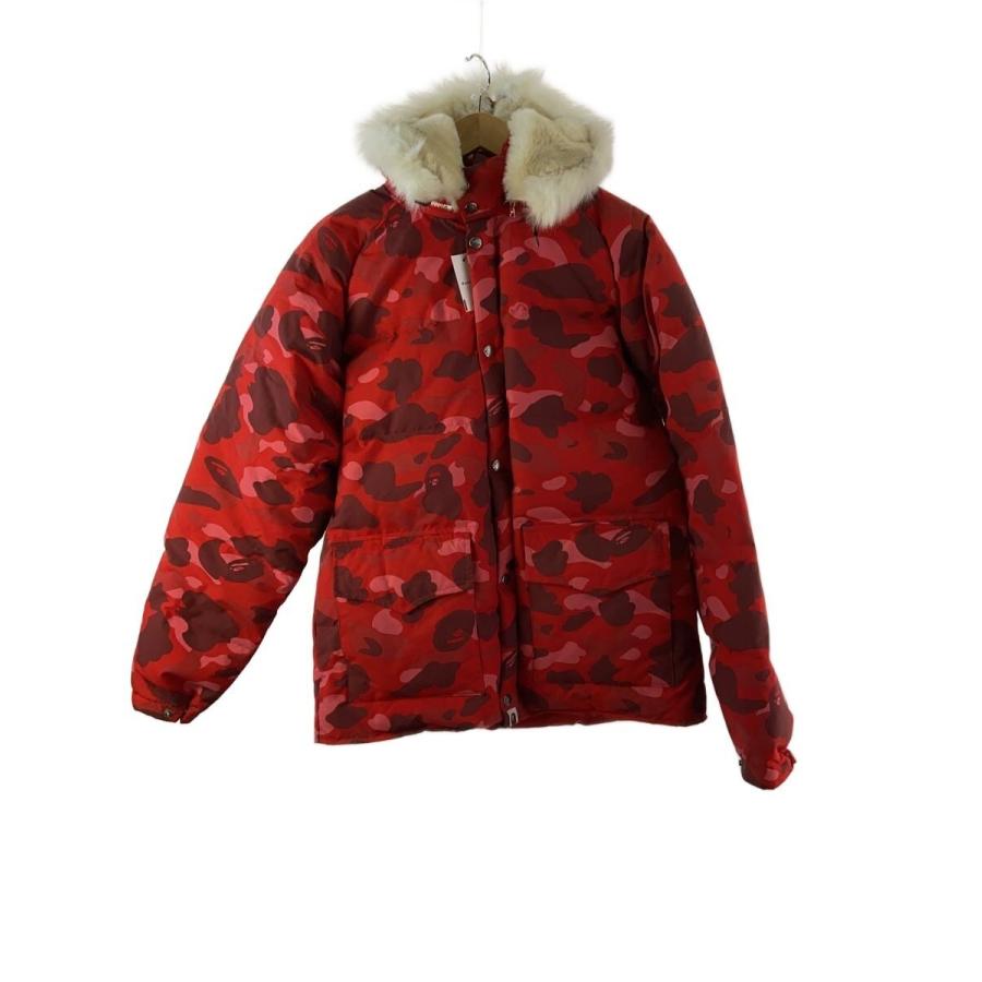 A BATHING APE◇ダウンジャケット/L/ナイロン/RED/カモフラ : セカンド