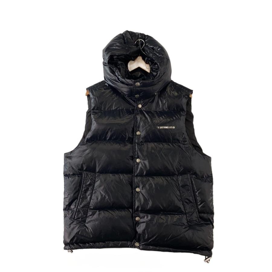 A BATHING APE◇ダウンベスト/L/ナイロン/BLK/001DNK801306M
