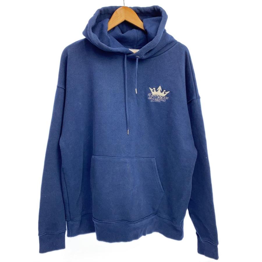 9090◇パーカー/XL/コットン/ブルー/無地/NN1350/シミ有り