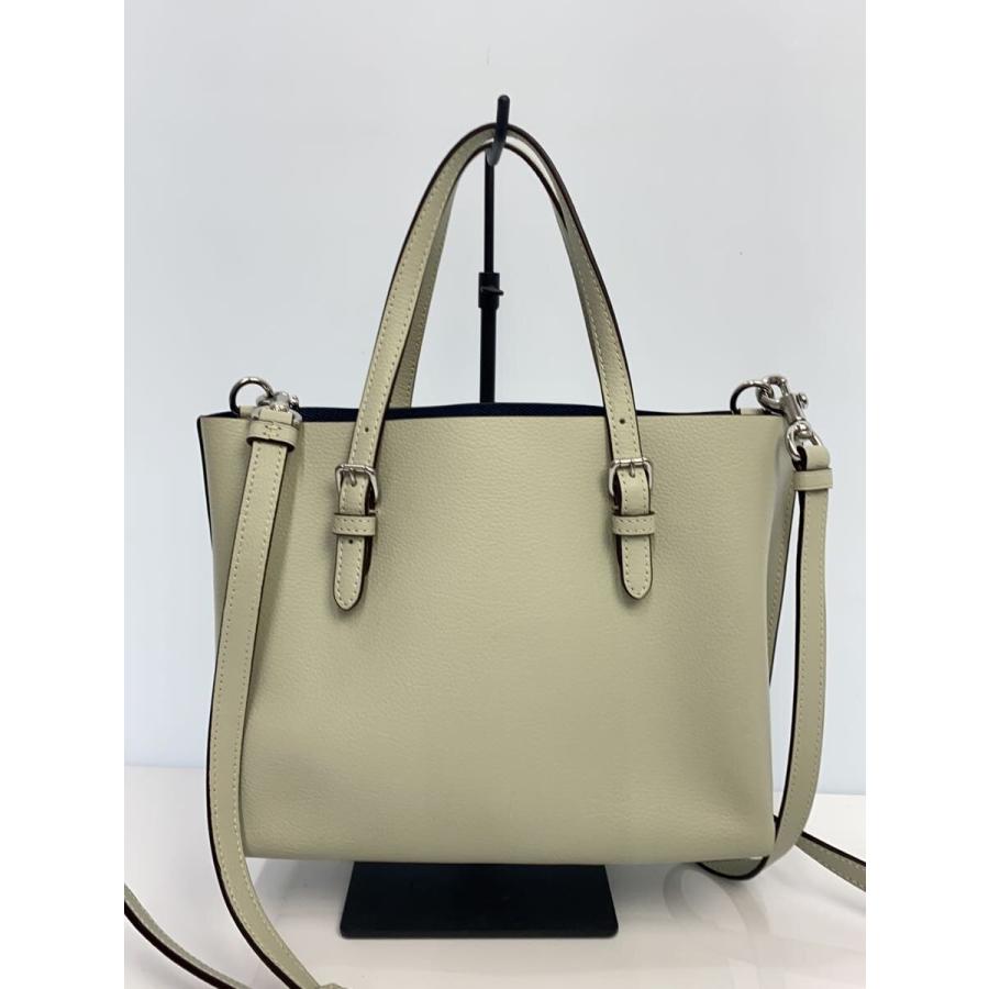 美品 COACH モリートート25 ショルダーバック COACH◇モリートートバック25/ショルダーバッグ/レザー/クリーム/無地