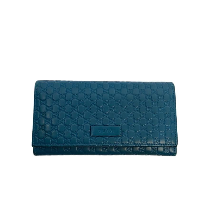 GUCCI◇長財布/レザー/ブルー/総柄/449396-BMJ1G-4618/汚れ、擦れ有り