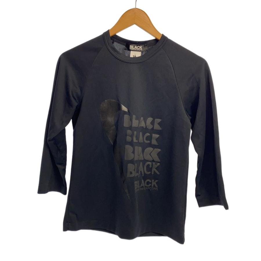 BLACK COMME des GARCONS◇長袖Tシャツ/S/ポリエステル/ブラック/総柄 