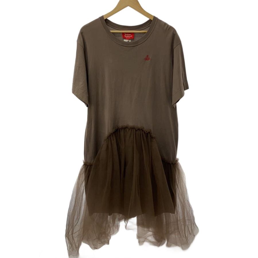 Vivienne Westwood RED LABEL◇半袖ワンピース/--/コットン/BRW/無地