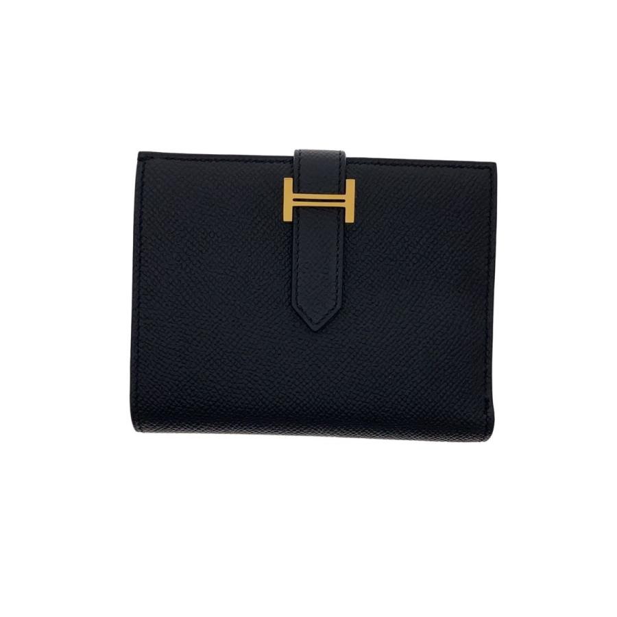 HERMES◇ベアンミニエトゥープ/ヴォーエプソン/ETOUPE/2つ折り財布