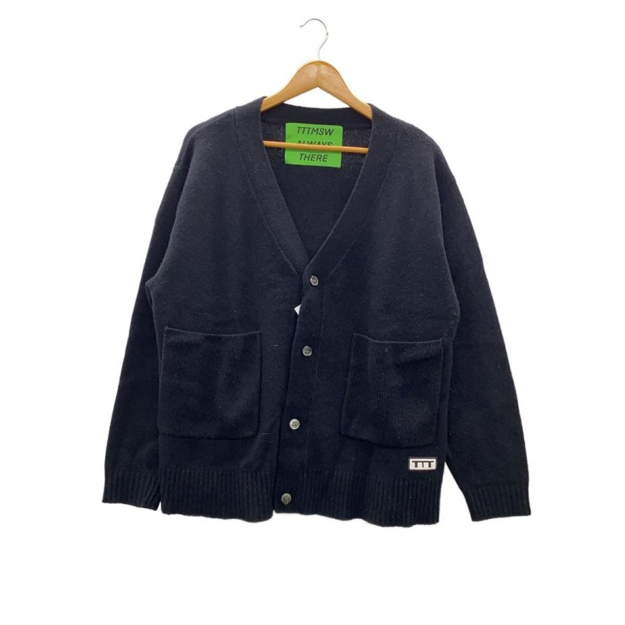 TTT_MSW◇Standard Knit Cardigan/M/ウール/ブラック/TTT-2022AW-KT07
