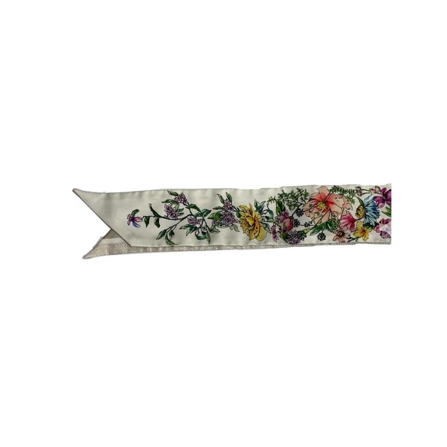 Christian Dior 花柄シルクスカーフ Christian Dior◇ミッツア/フローラル/スカーフ/シルク/WHT/花柄