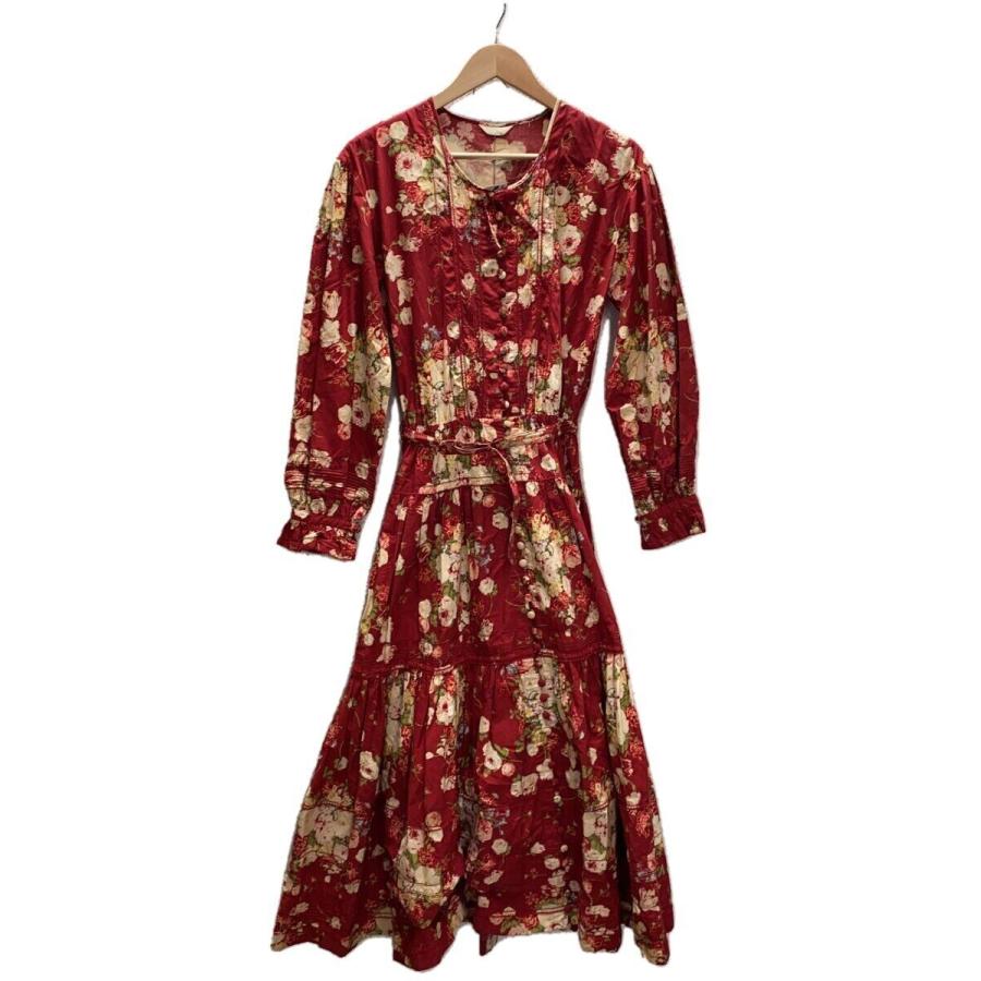 PINK HOUSE 花柄ワンピース 赤 PINK HOUSE ピンクハウス ドット 花柄