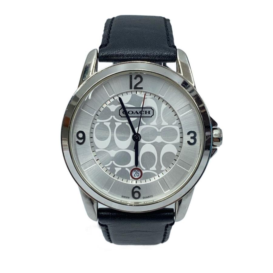 COACH◇クォーツ腕時計/アナログ/レザー/SLV/BLK : セカンドストリート