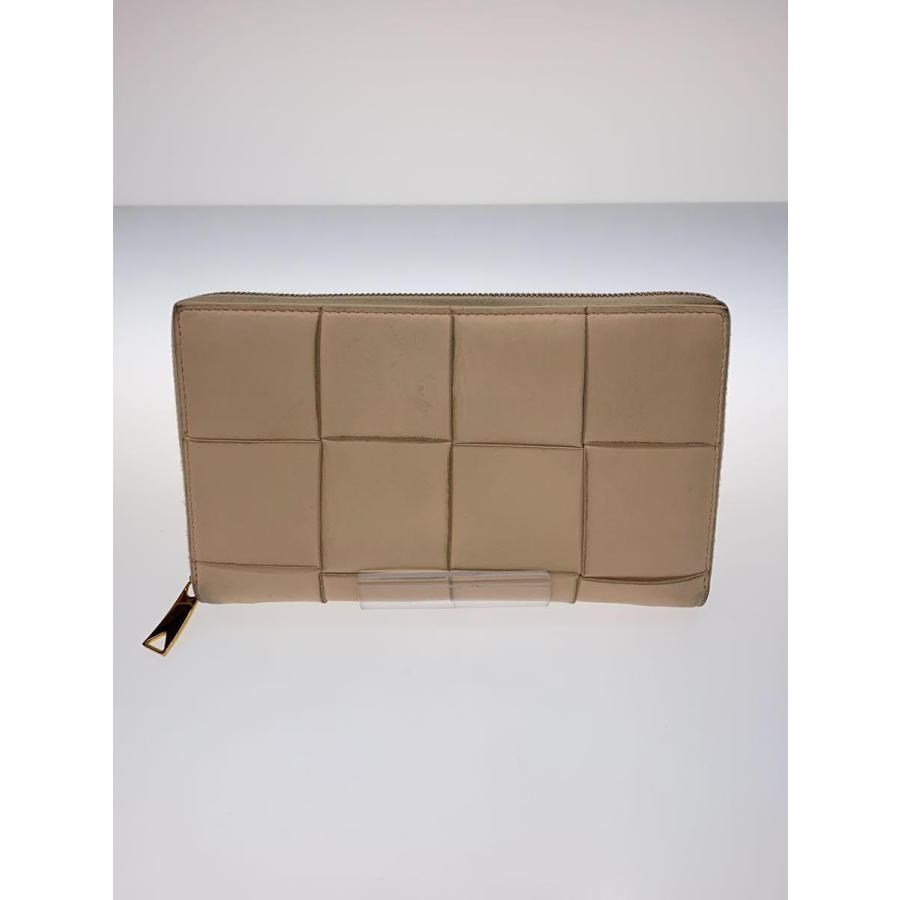 BOTTEGA VENETA◇カセットジップアラウンド/長財布/レザー/ベージュ  