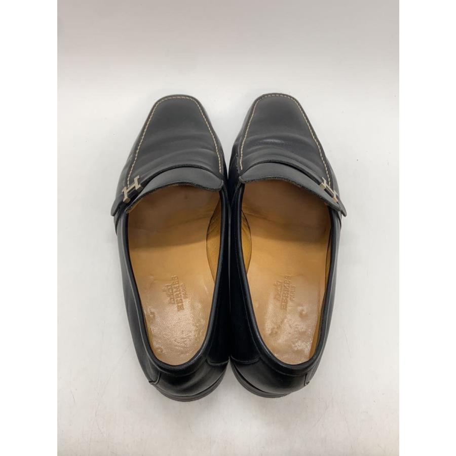 HERMES◇Hロゴ金具/ローファー/40/BLK/レザー/黒/ブラック HERMES◇Hロゴ金具/ローファー/40/BLK/レザー/黒/ブラック