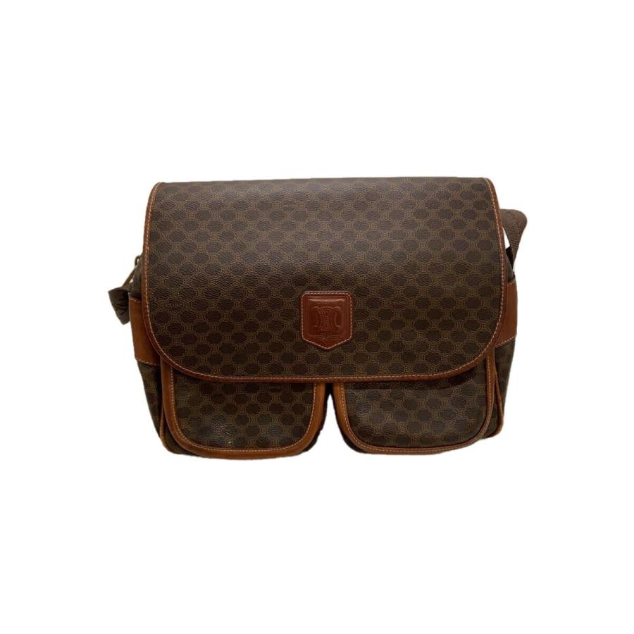 CELINE◇マカダム/ショルダーバッグ/レザー/ブラウン/T06/A CELINE◇マカダム/ショルダーバッグ/レザー/ブラウン/T06/A