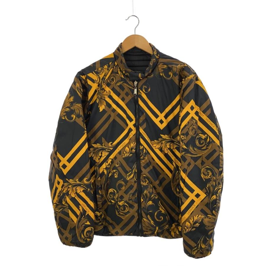 VERSACE◇リバーシブル/ダウンジャケット/M/ブラック/総柄 : セカンド