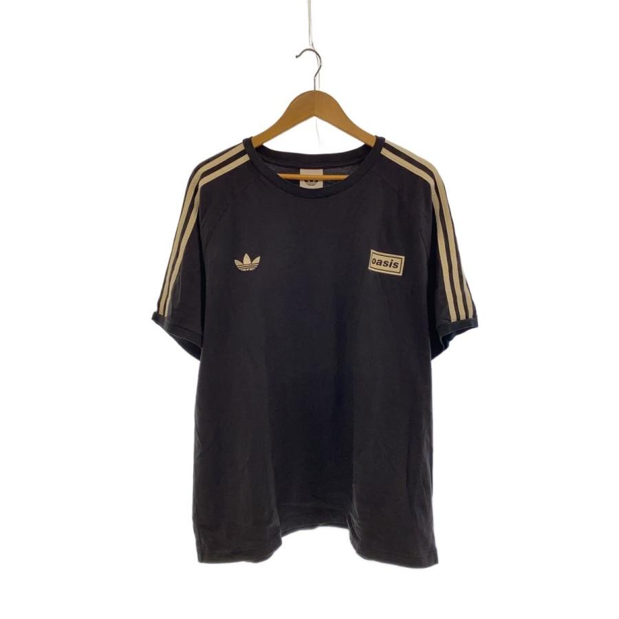 adidas◇oasis/ツアースリーストライプTシャツ/4XL/コットン/ブラック