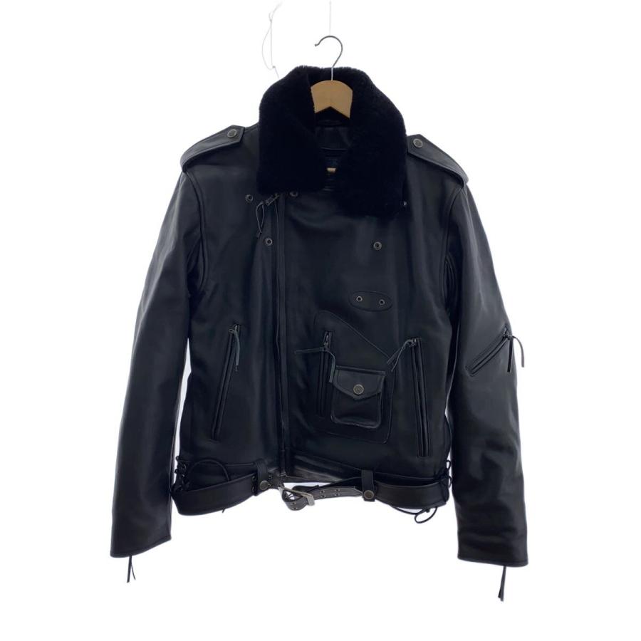 Liugoo Leathers◇ダブルライダースジャケット/LL/牛革/BLK