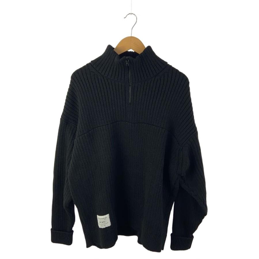 WTAPS◇SUB SWEATER POLY/ニット/3/ポリエステル/BLK/無地/242MADT-K