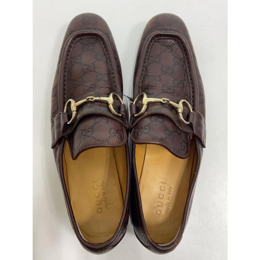 GUCCI◇グッチシマGG/ホースビットローファー/41.5/BRW/レザー/147825